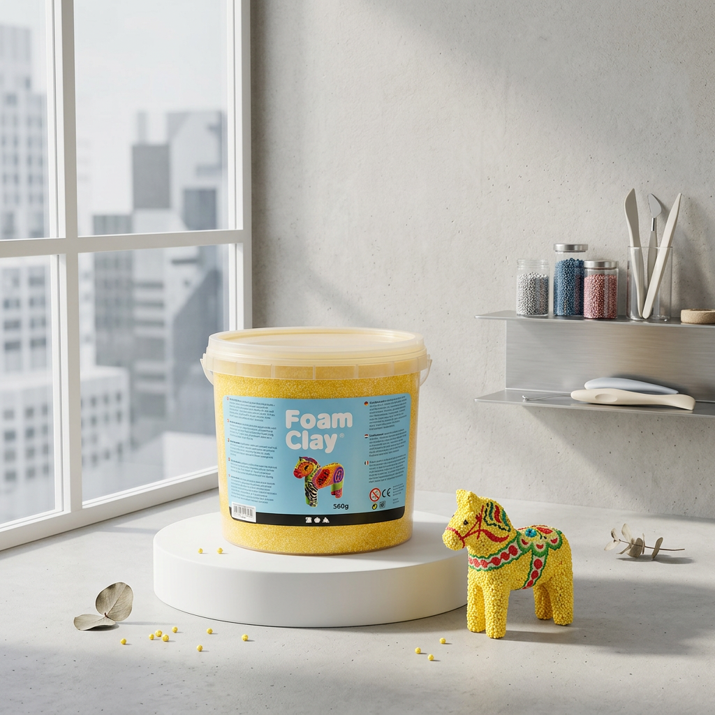 Samotvrdnoucí modelovací pěnová kuličková hmota Foam Clay ŽLUTÁ 560g