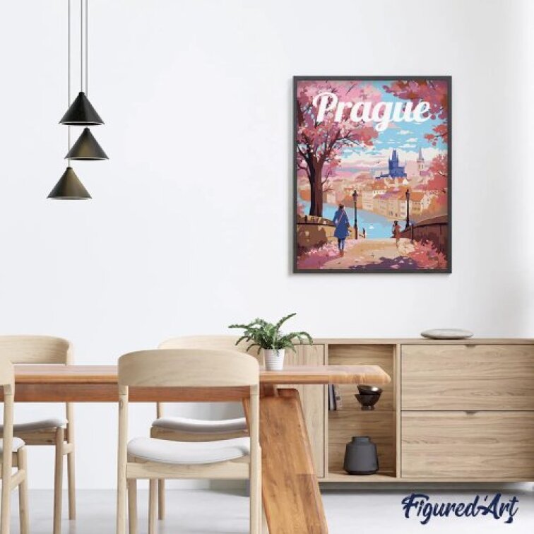 Malování podle čísel - VINTAGE ROZKVETLÁ PRAHA bez rámu 40 x 50 cm