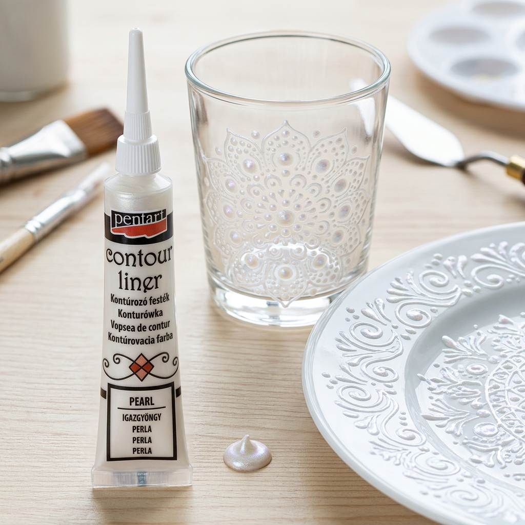 Konturovací liner metalický PENTART 20 ml PERLEŤOVÁ