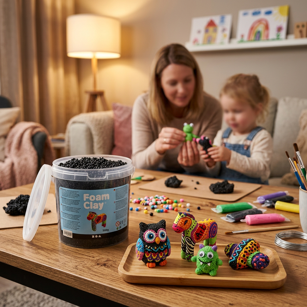Samotvrdnoucí modelovací pěnová kuličková hmota Foam Clay ČERNÁ 560 g
