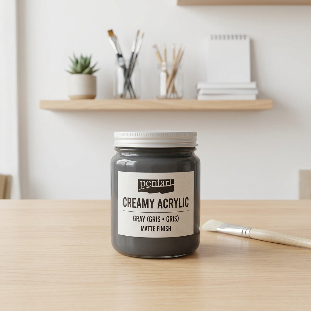 Krémová akrylová barva matná PENTART 60 ml ŠEDÁ