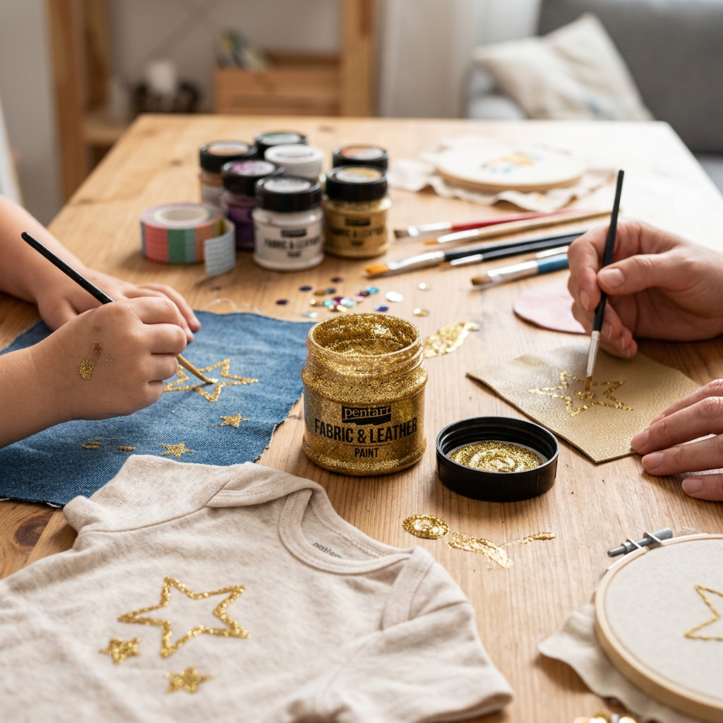 Barva na kůži a textil glitter PENTART 50 ml ZLATÁ