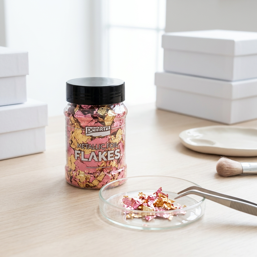 Barevné fóliové vločky PENTART 100 ml RŮŽOVÁ - ZLATÁ