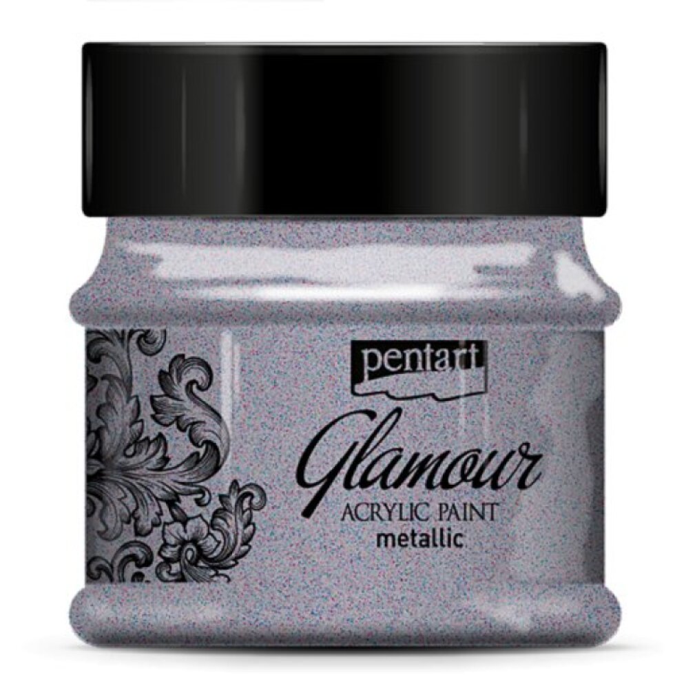 Akrylová barva metalická zářivá PENTART 50 ml TMAVÁ STŘÍBRNÁ