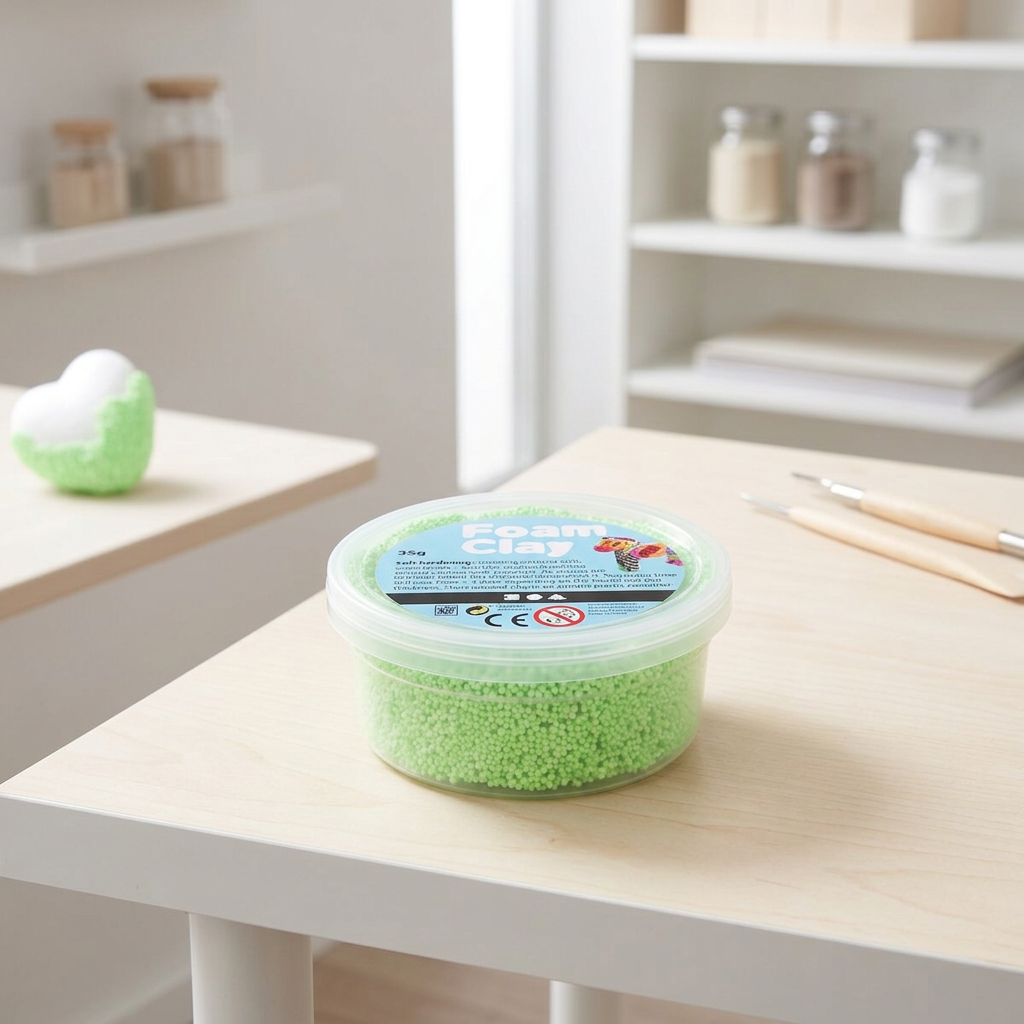 Samotvrdnoucí modelovací pěnová kuličková hmota Foam Clay 35g NEON ZELENÁ