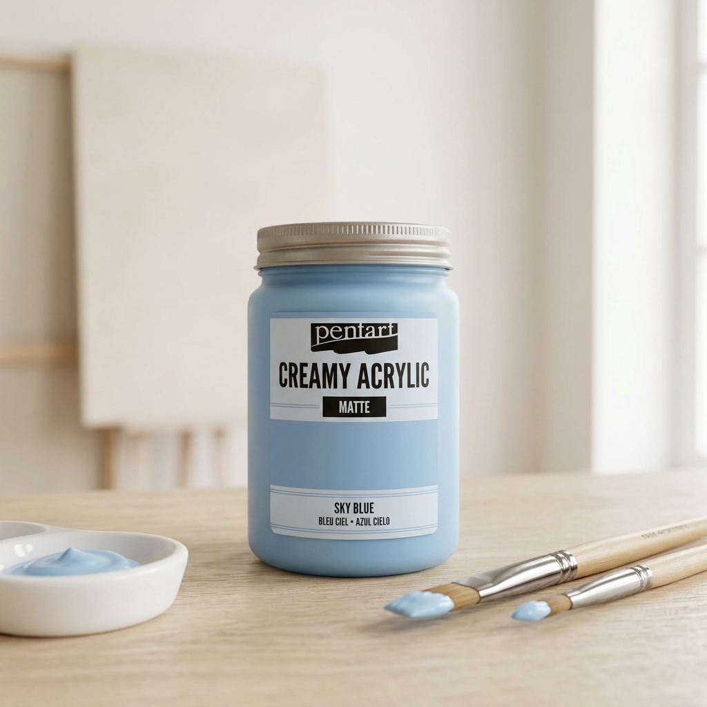 Krémová akrylová barva matná PENTART 60 ml NEBESKÁ MODRÁ