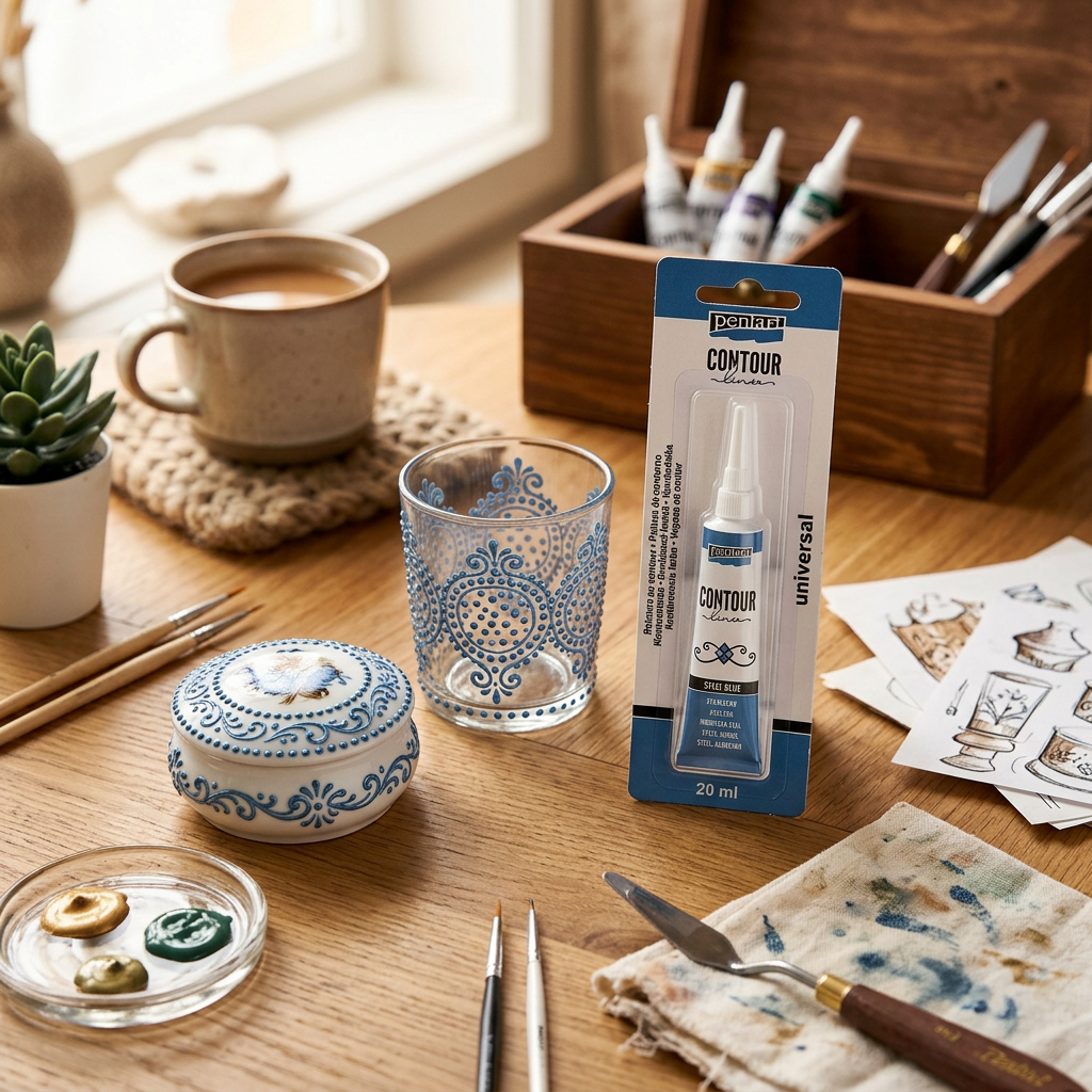 Konturovací liner metalický PENTART 20 ml OCELOVÁ MODRÁ