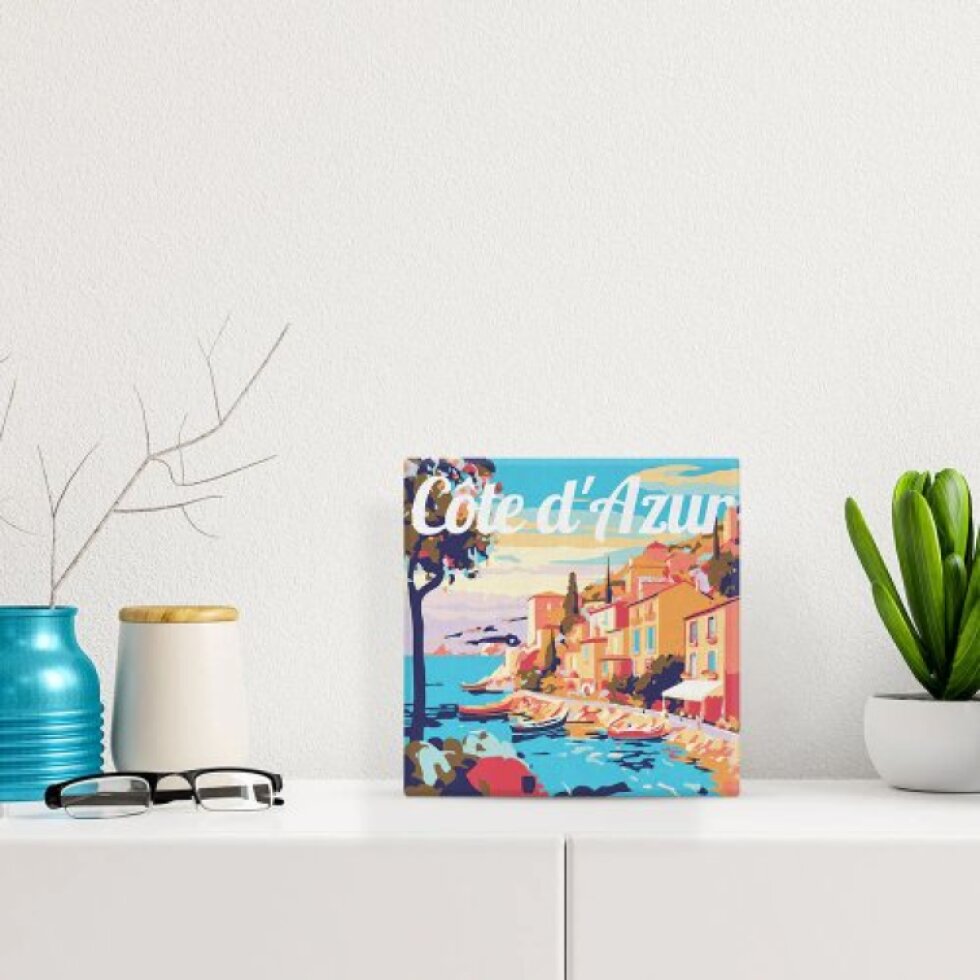 Mini malování podle čísel - Travel Poster COTE d'AZUR 20 x 20 cm na rámu
