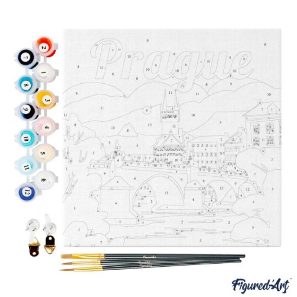 Mini malování podle čísel - Travel Poster PRAHA 20 x 20 cm na rámu