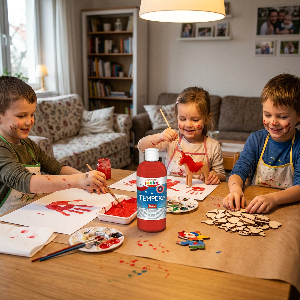 Temperová barva Junior PENTART 500 ml OHNIVÁ ČERVENÁ