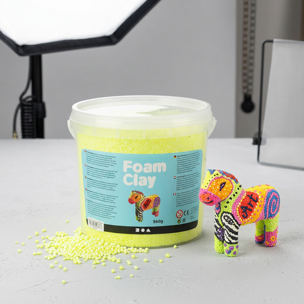 Samotvrdnoucí modelovací pěnová kuličková hmota Foam Clay NEON ŽLUTÁ 560g