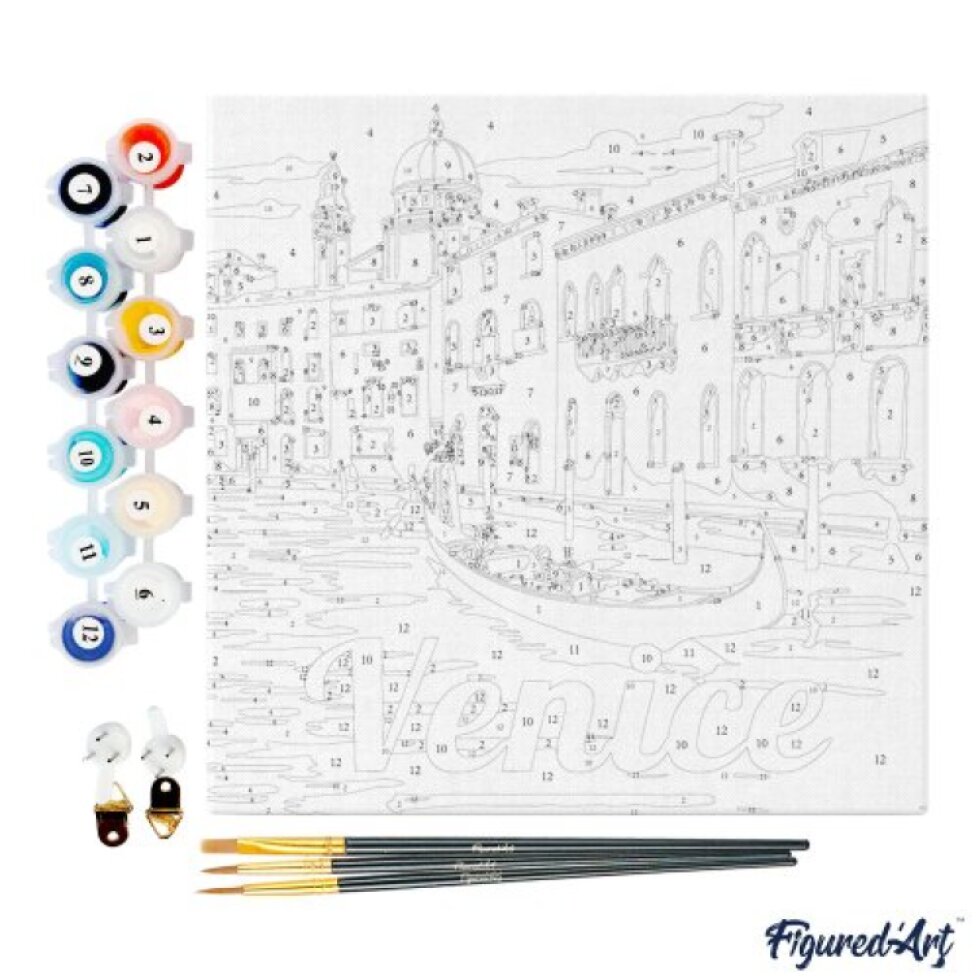 Mini malování podle čísel - Travel Poster BENÁTKY 20 x 20 cm na rámu