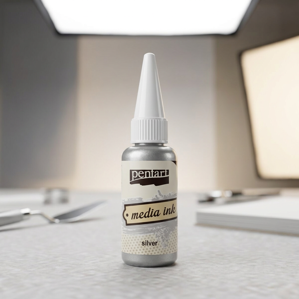 Alkoholový inkoust MEDIA INK PENTART 20 ml STŘÍBRNÁ