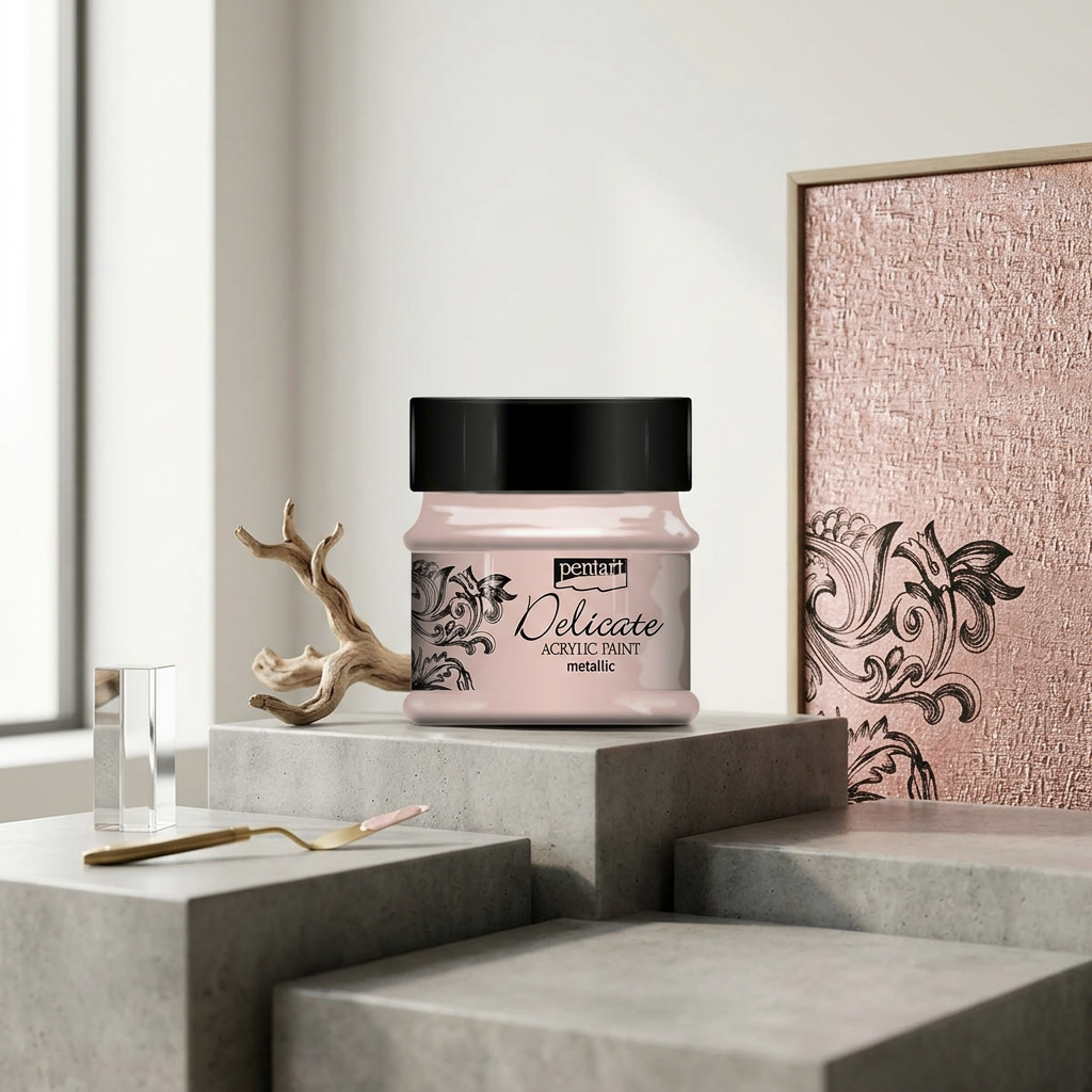 Akrylová barva delikátní metalická PENTART 50 ml RŮŽOVÁ ZLATÁ
