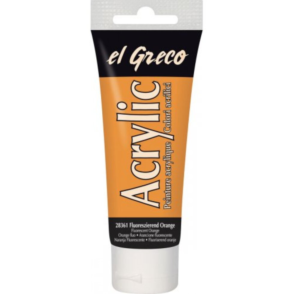 Akrylová barva EL GRECO 75 ml FLUORESCENČNÍ ORANŽOVÁ