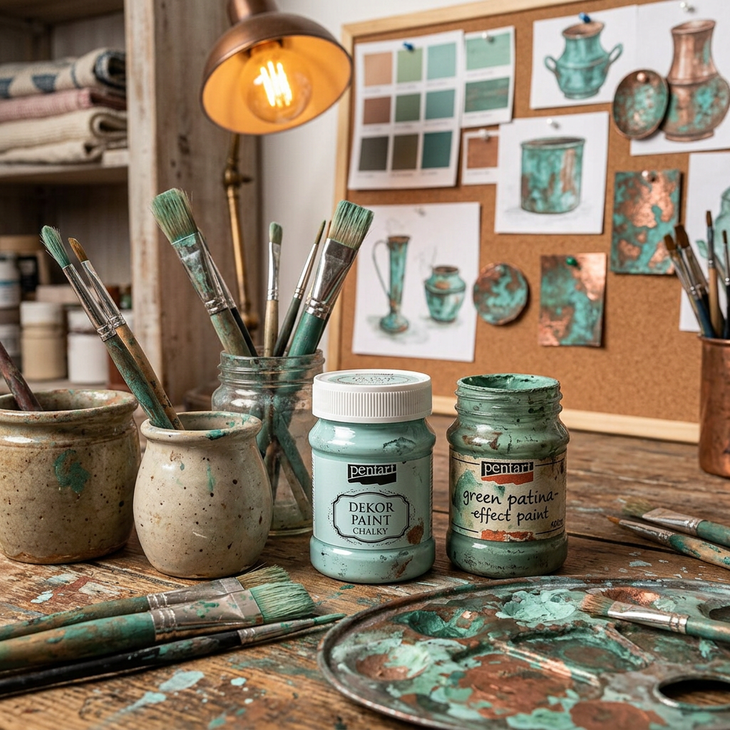 Křídová a dekorační barva PENTART 230 ml PATINA ZELENÁ