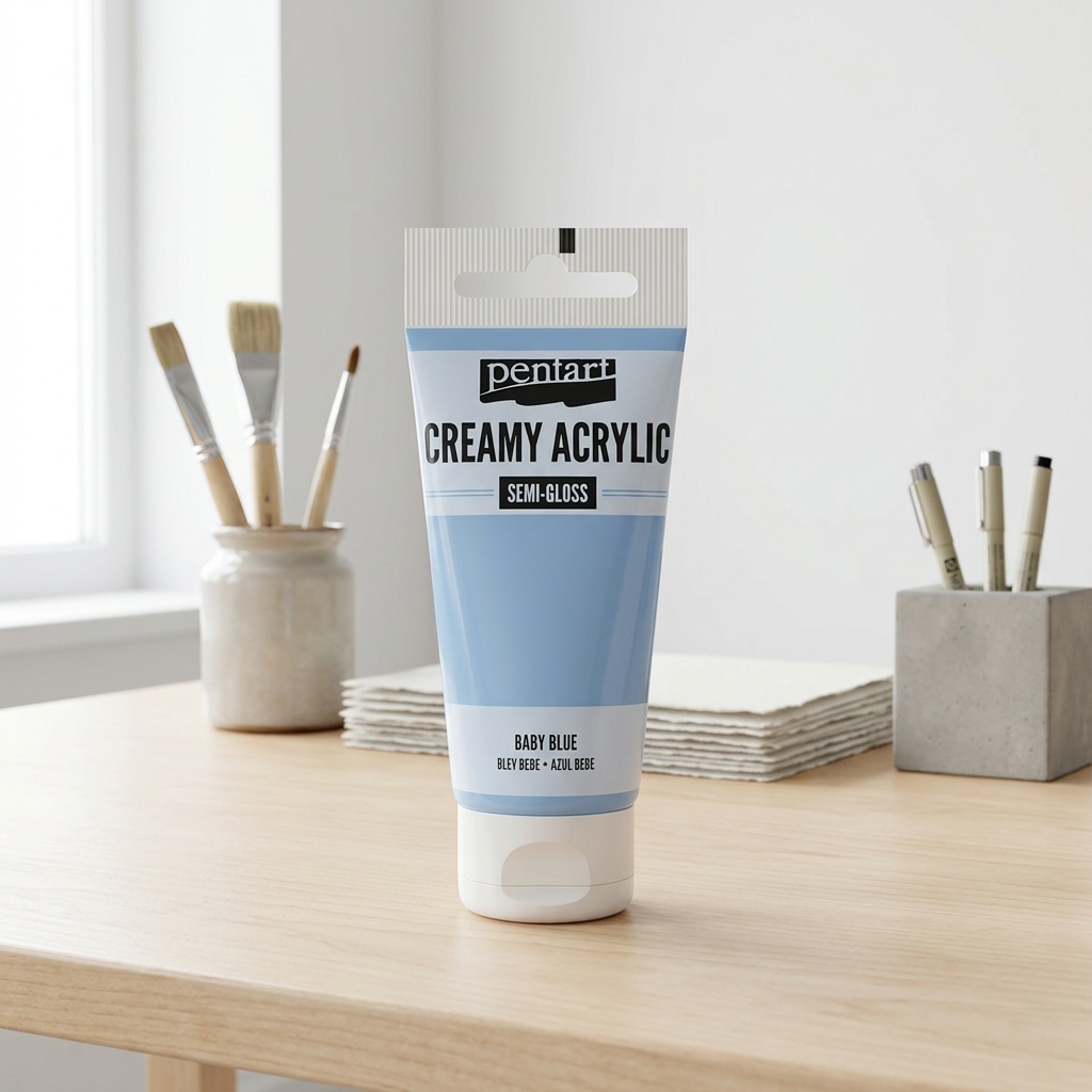 Krémová akrylová barva pololesklá PENTART 60 ml BABY MODRÁ