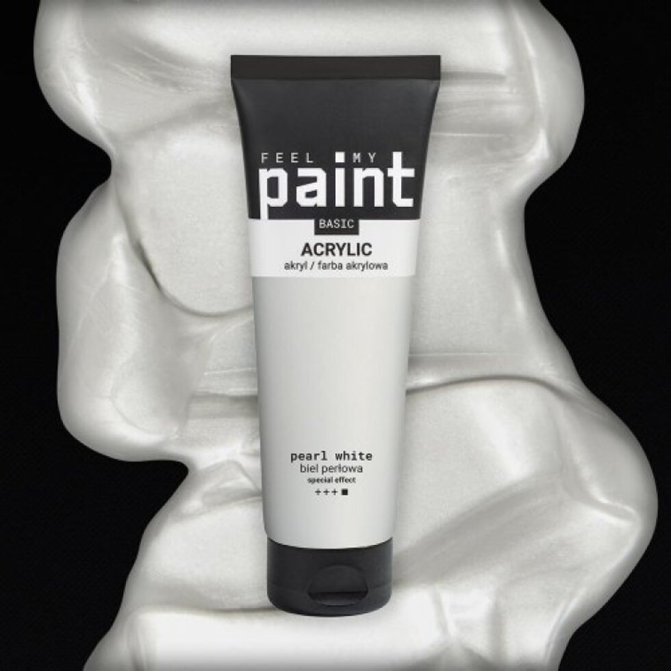 Akrylová barva FeelMyPaint 120 ml PERLEŤOVÁ BÍLÁ - certifikace o bezpečnosti dětských hraček