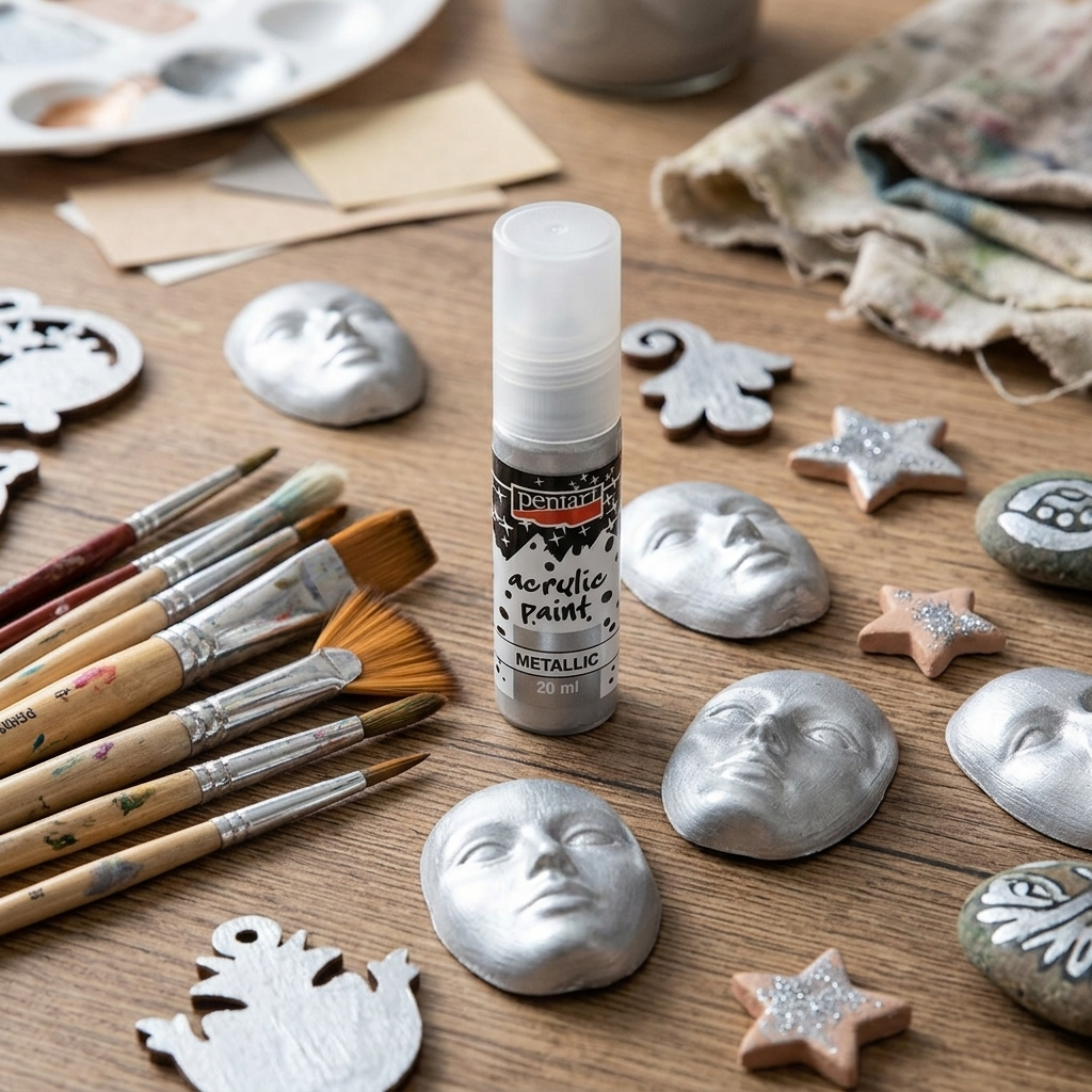 Akrylová barva metalická PENTART 20 ml STŘÍBRNÁ