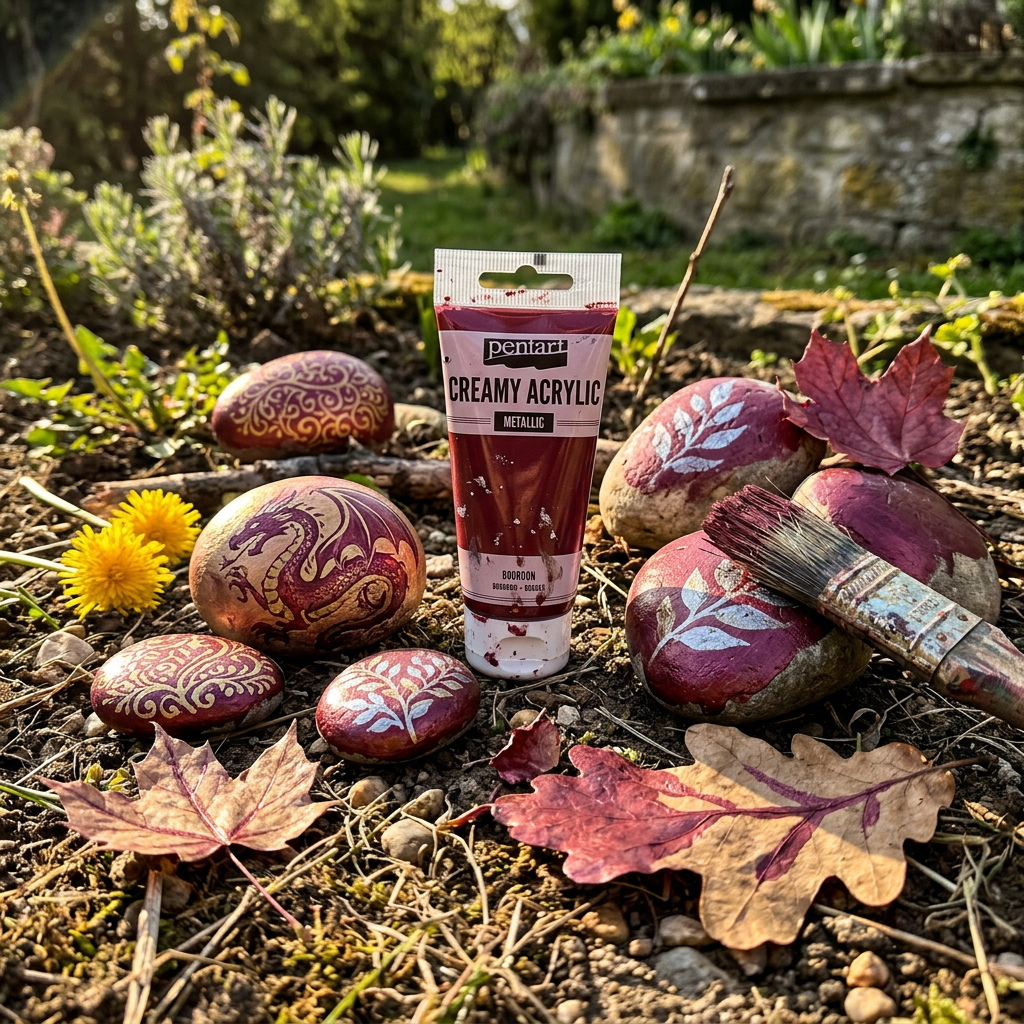 Krémová akrylová barva metalická PENTART 60 ml BOURDON