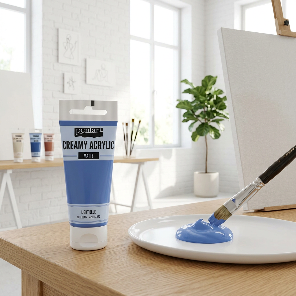 Krémová akrylová barva matná PENTART 60 ml SVĚTLÁ MODRÁ