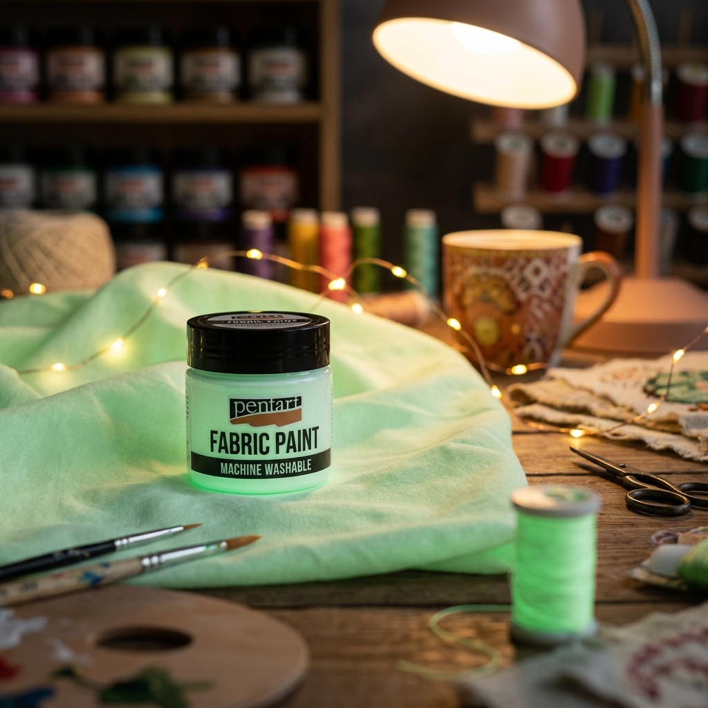 Barva na textil PENTART 30 ml SVÍTÍCÍ VE TMĚ PALE ZELENÁ
