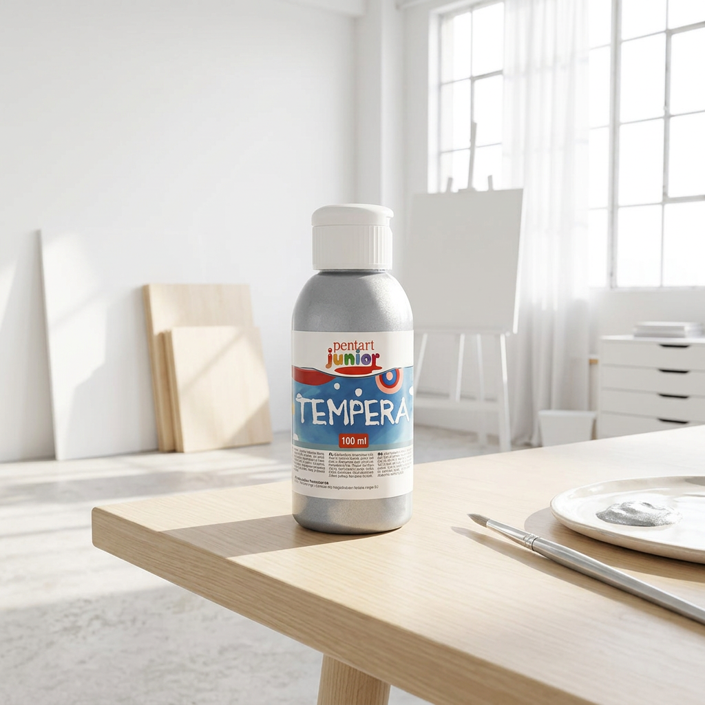 Temperová barva Junior PENTART 100 ml STŘÍBRNÁ
