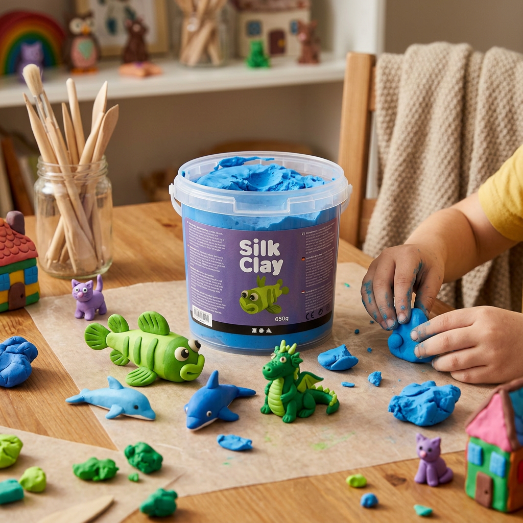 Samotvrdnoucí modelovací lehká hmota Silk Clay MODRÁ 650 g