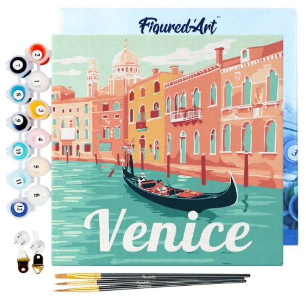 Mini malování podle čísel - Travel Poster BENÁTKY 20 x 20 cm na rámu