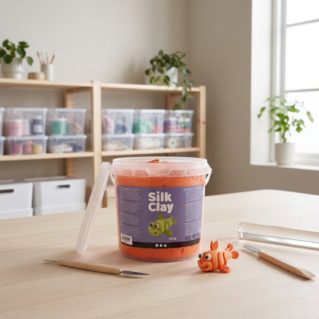 Samotvrdnoucí modelovací lehká hmota Silk Clay ORANŽOVÁ 650 g