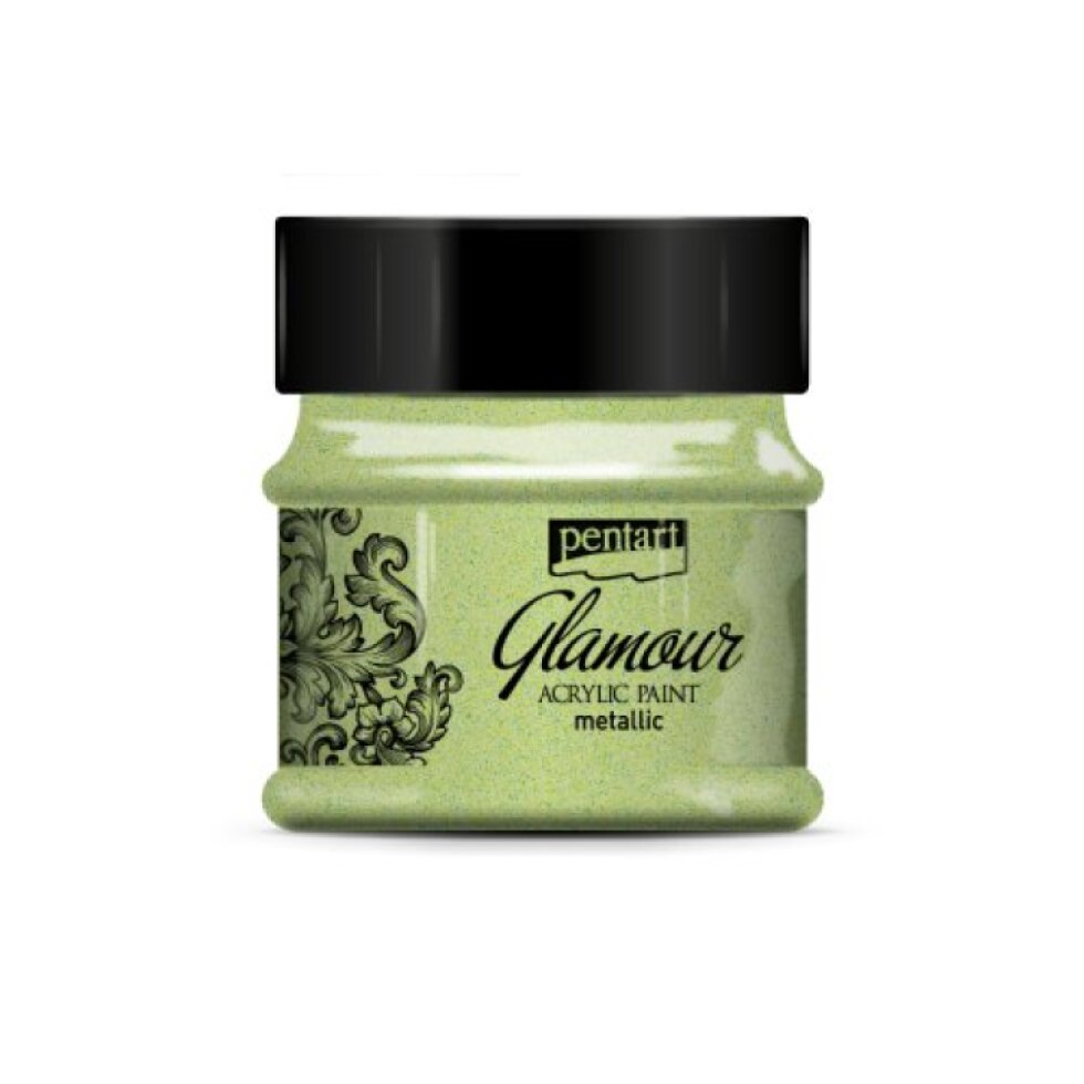 Akrylová barva metalická zářivá PENTART 50 ml ZELENOSTŘÍBRNÁ