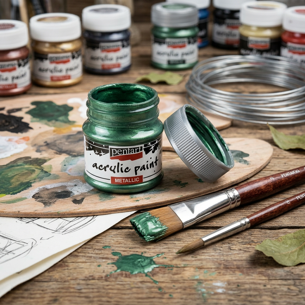 Akrylová barva metalická PENTART 50 ml BŘEČŤAN ZELENÁ