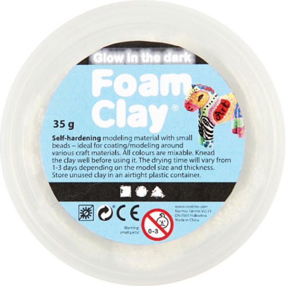 Samotvrdnoucí modelovací pěnová kuličková hmota Foam Clay 35g SVÍTÍCÍ VE TMĚ