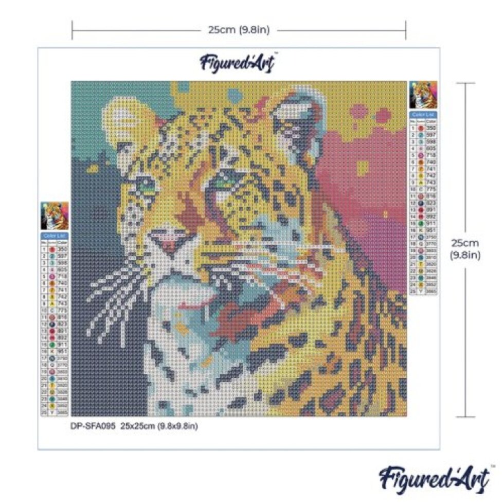 Mini diamantové malování - LEOPARD POP ART 25 x 25 cm bez rámu