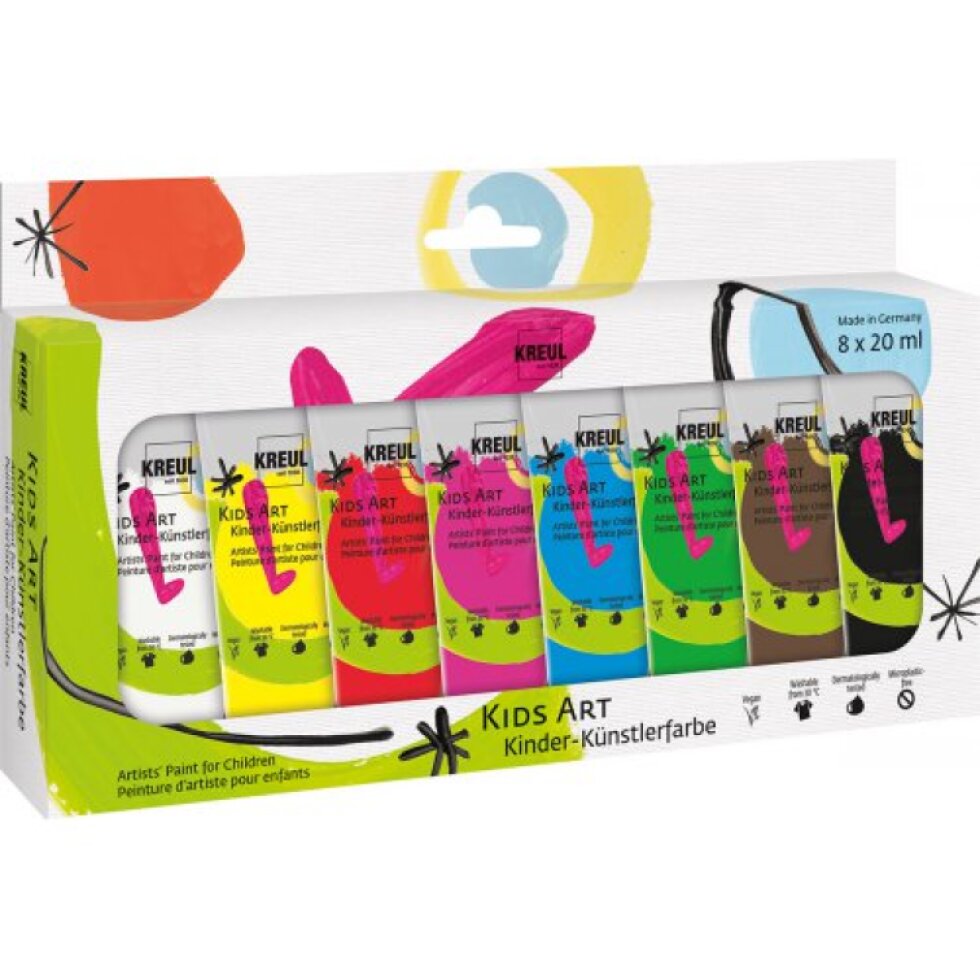 Sada Umělecká barva KIDS ART pro děti 8 barev 20 ml