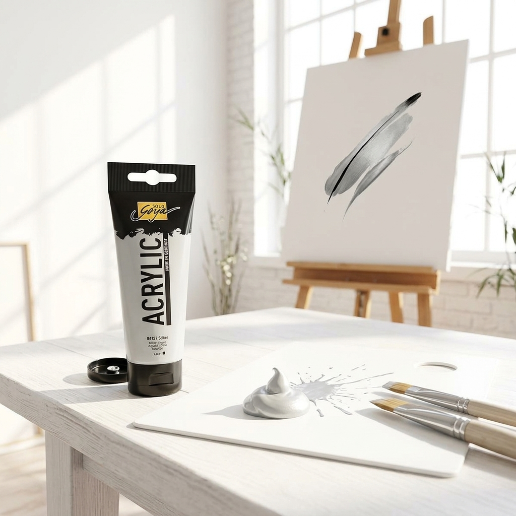 Akrylová barva SOLO GOYA 100 ml STŘÍBRNÁ