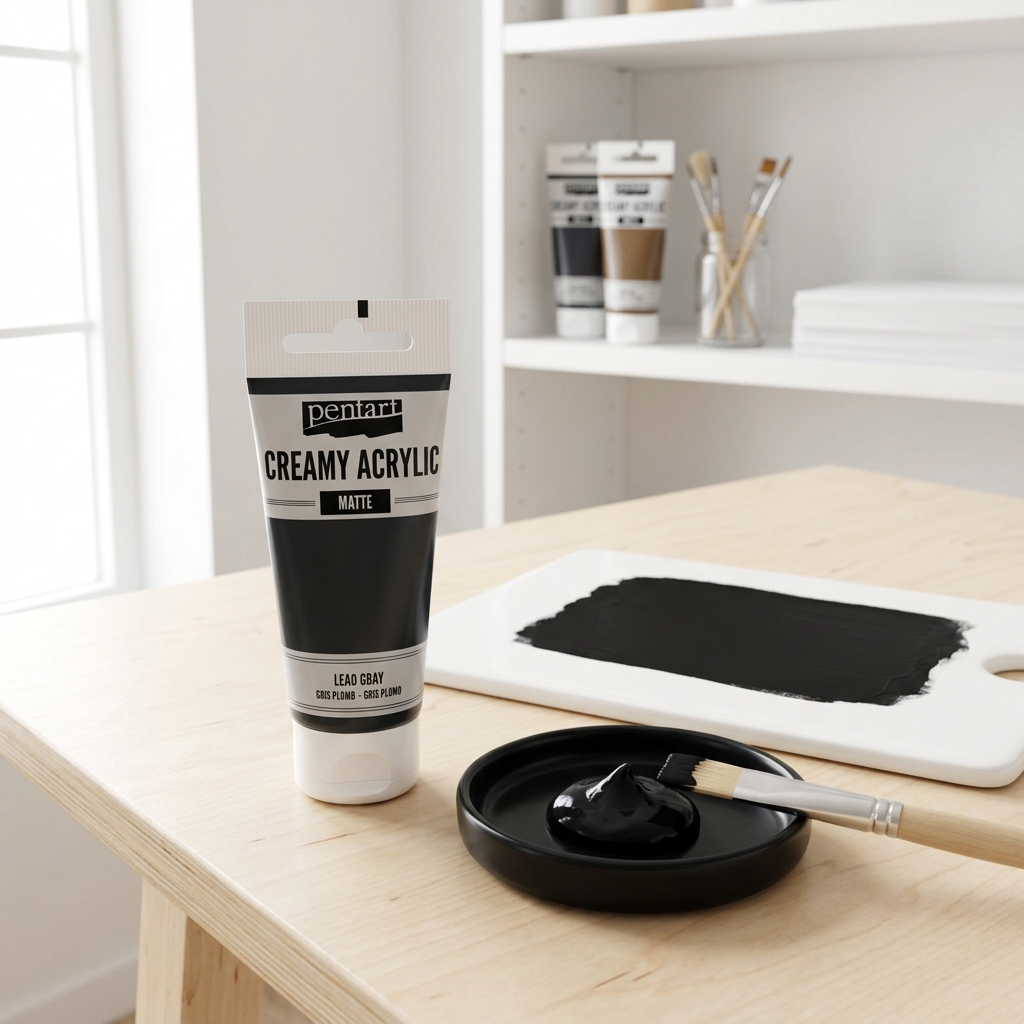 Krémová akrylová barva matná PENTART 60 ml ČERNÁ