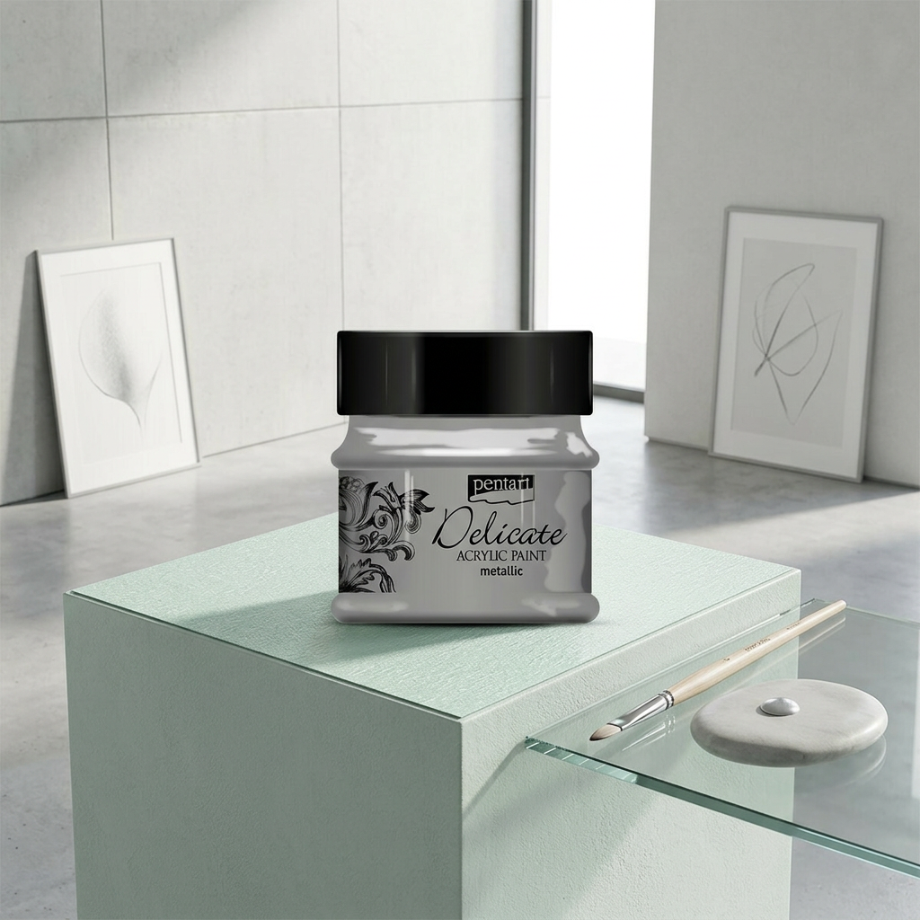 Akrylová barva delikátní metalická PENTART 50 ml ANTICKÁ STŘÍBRNÁ