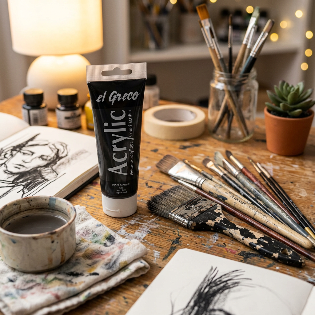 Akrylová barva EL GRECO 75 ml ČERNÁ