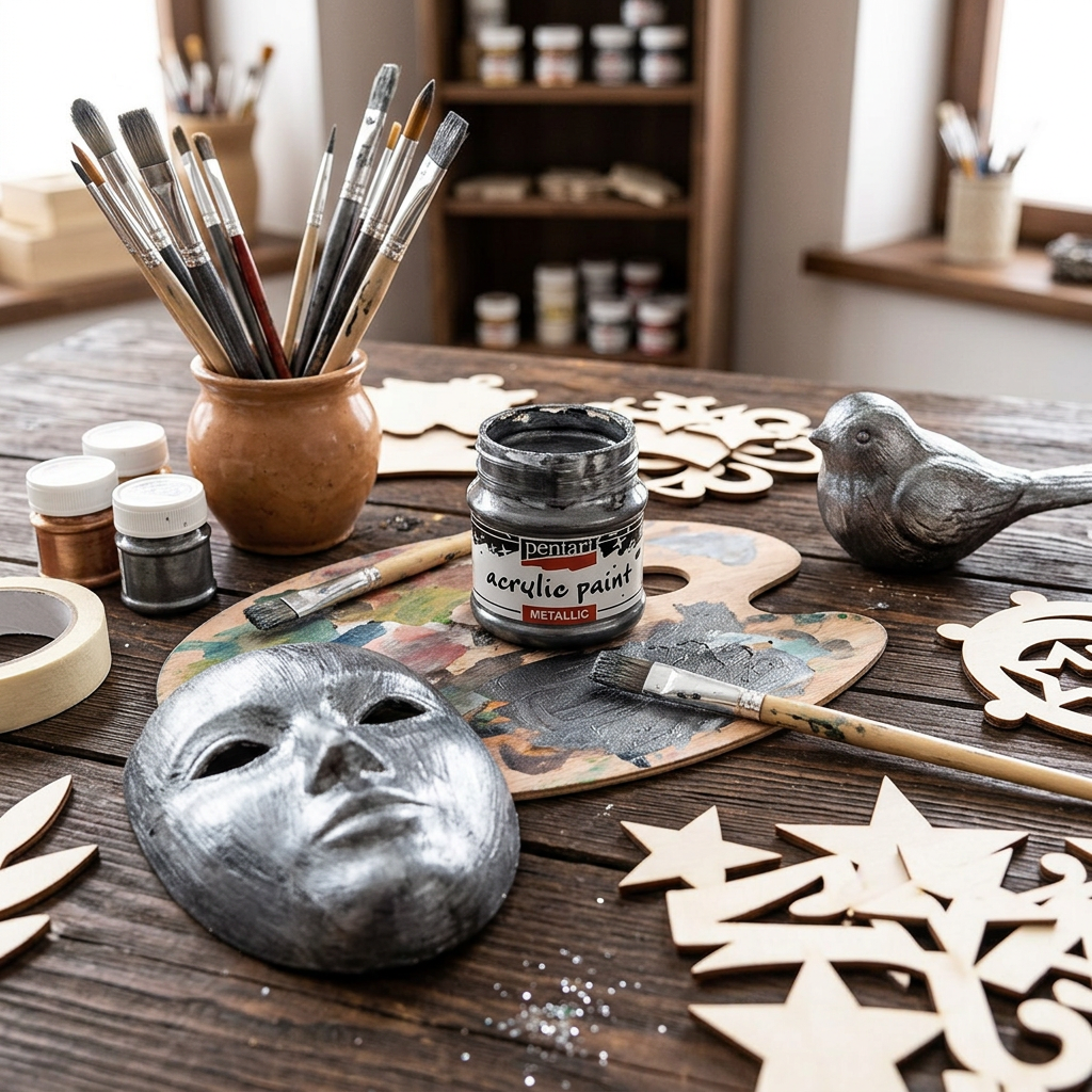 Akrylová barva metalická PENTART 50 ml GRAFITOVÁ