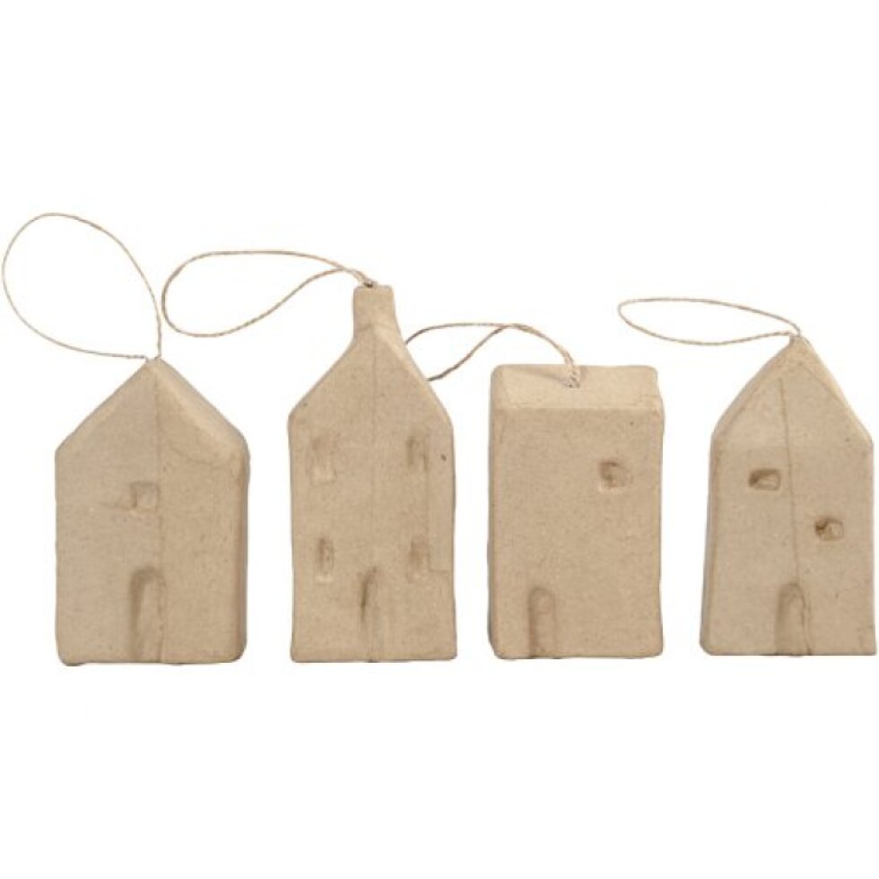 DOMEČKY z papírmašé 4 ks