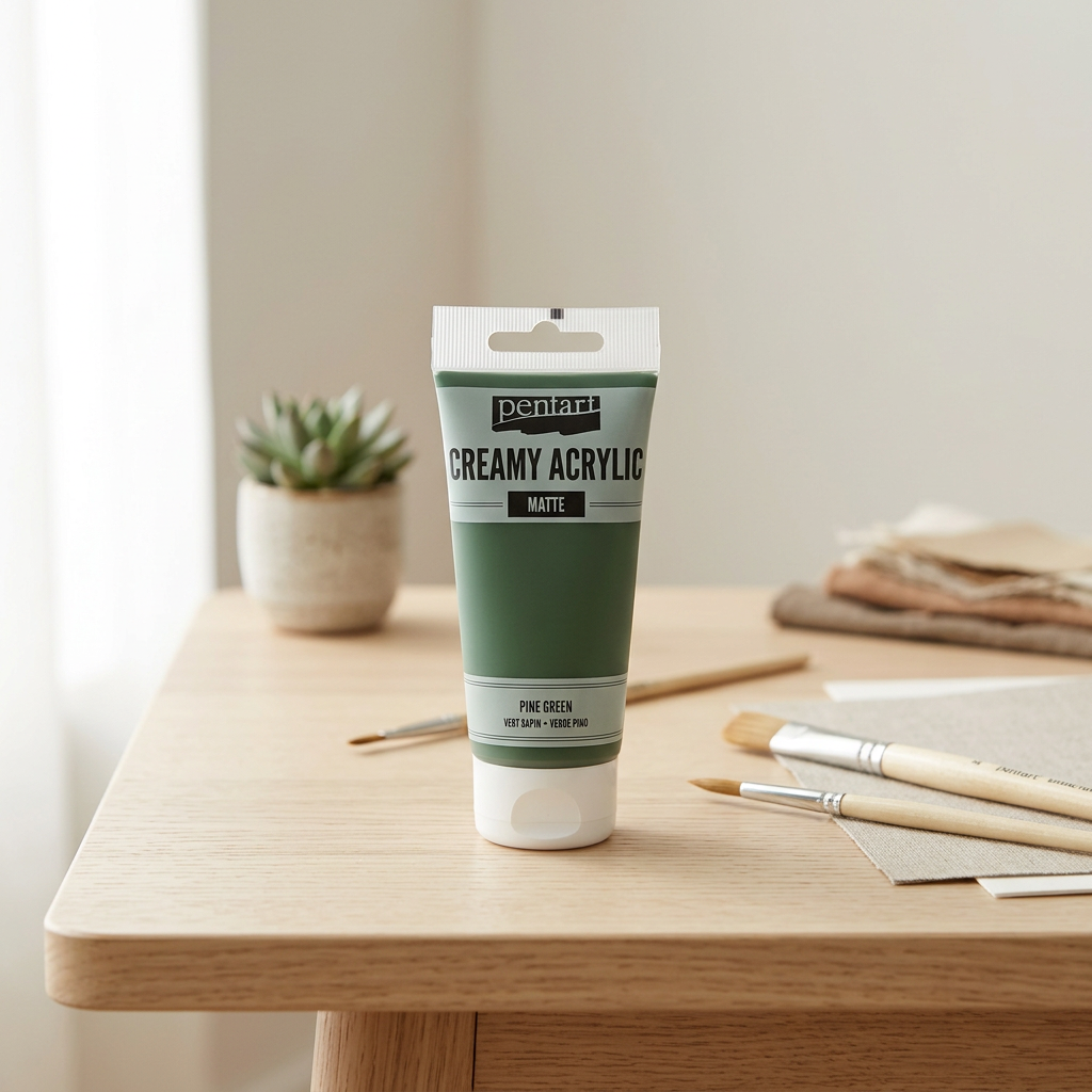 Krémová akrylová barva matná PENTART 60 ml BOROVICOVÁ ZELENÁ