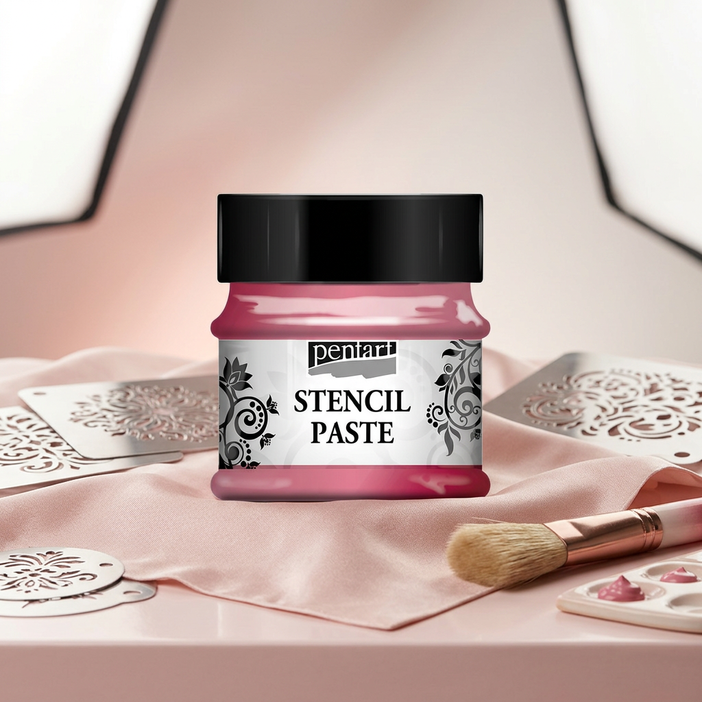 Šablonová pasta perleťová PENTART 50 ml TMAVĚ RŮŽOVÁ