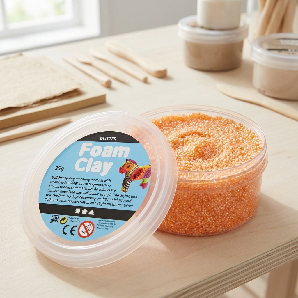 Samotvrdnoucí modelovací pěnová kuličková hmota Foam Clay 35g ORANŽOVÁ TŘPYTIVÁ