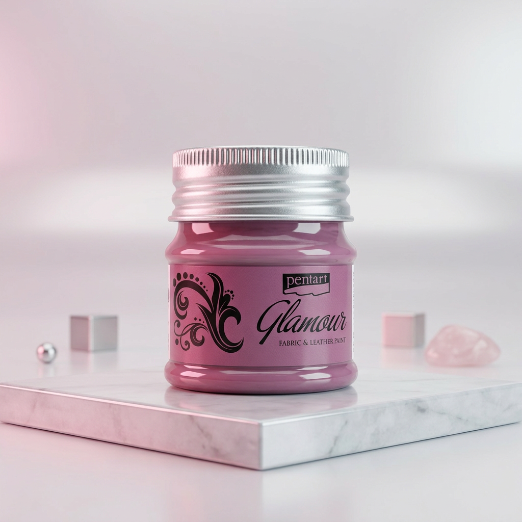 Barva na textil a kůži zářivá PENTART 50 ml STŘÍBŘITĚ RŮŽOVÁ