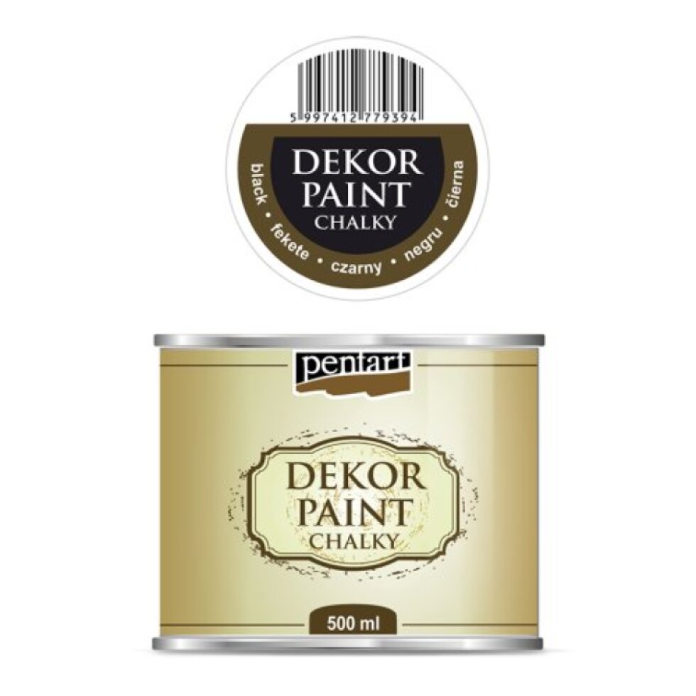 Křídová a dekorační barva PENTART 500 ml ČERNÁ