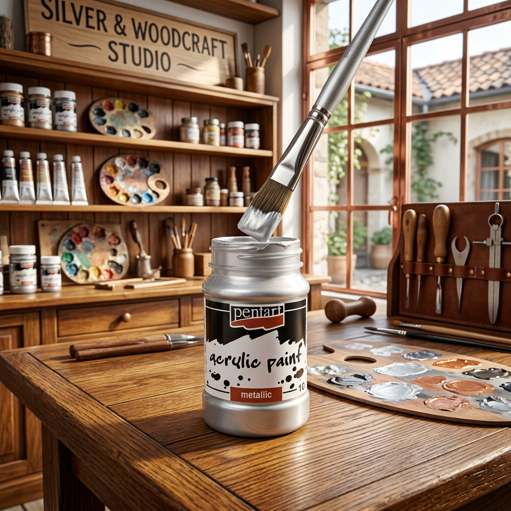 Akrylová barva metalická PENTART 100 ml STŘÍBRNÁ