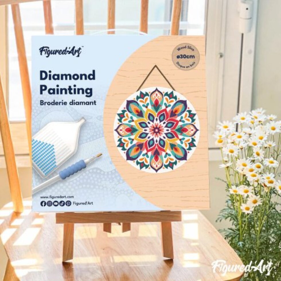 Diamantové malování na dřevu - Mandala