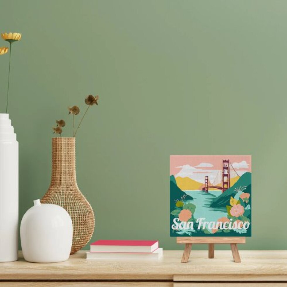 Mini malování podle čísel - Travel Poster SAN FRANCISCO 20 x 20 cm na rámu