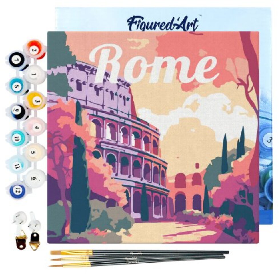 Mini malování podle čísel - Travel poster ROME 20 x 20 cm na rámu